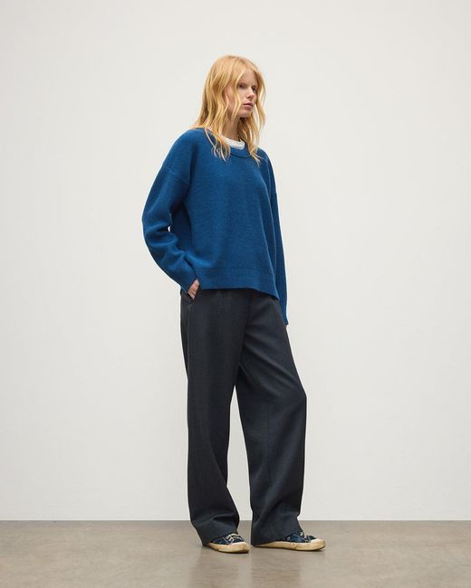 Johnstons Blue Maggie Reverse Stitch Cashmere Jumper
