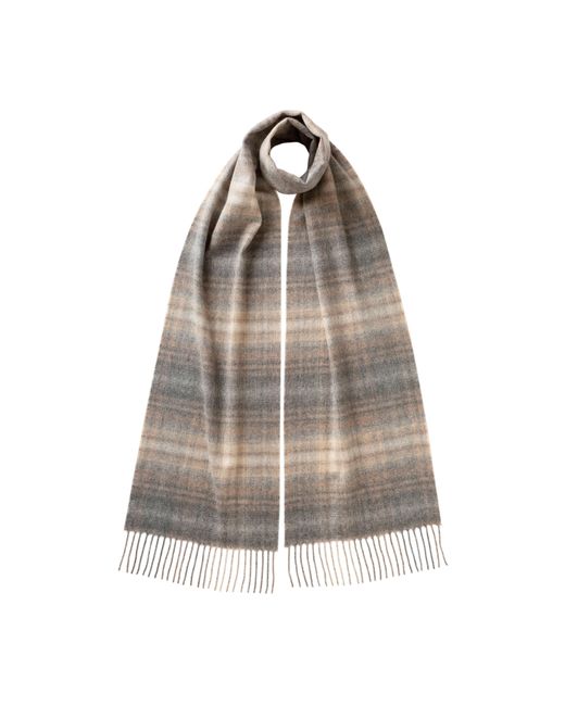 Johnstons Brown Soft Blur Check Cashmere Scarf