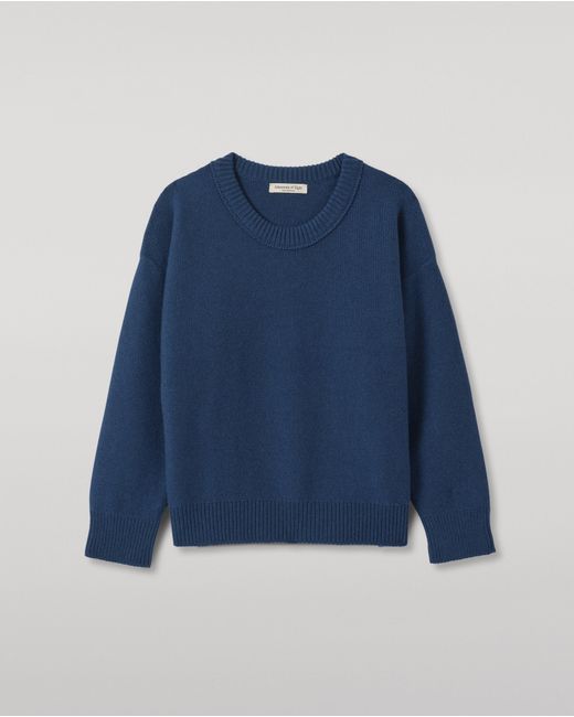 Johnstons Blue Maggie Reverse Stitch Cashmere Jumper