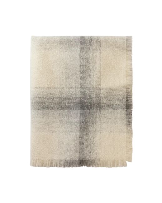 Johnstons White Blurred Cashmere Silk Bouclé Throw