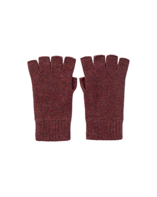 Johnstons Red Fingerless Cashmere Gloves