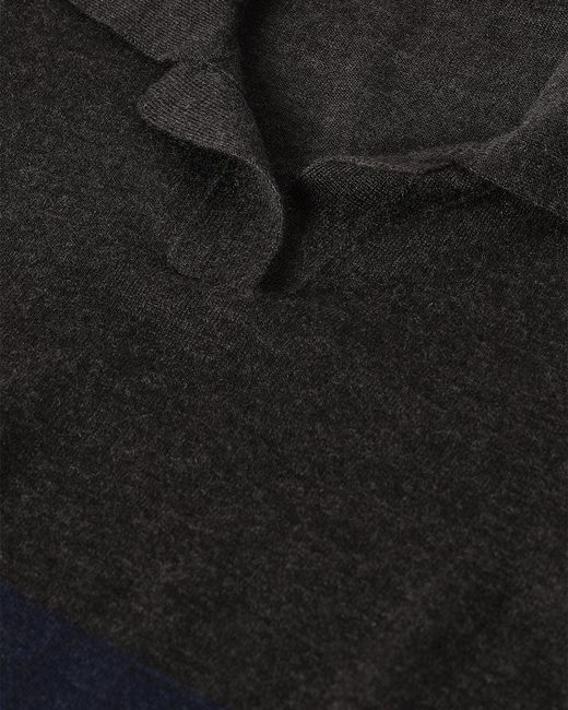 Johnstons Blue Coira Charcoal & Superfine Cashmere Polo Shirt