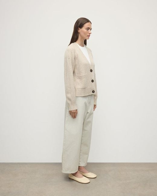 Johnstons White Donegal Cashmere V Neck Cardigan