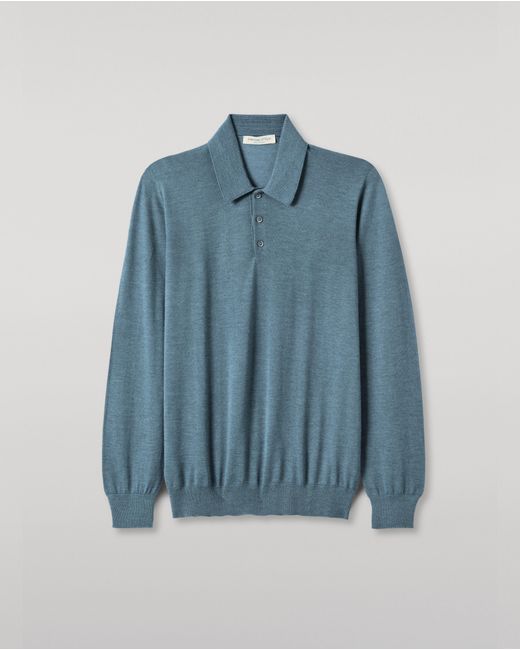 Johnstons Blue Fin Superfine Cashmere Polo Shirt for men