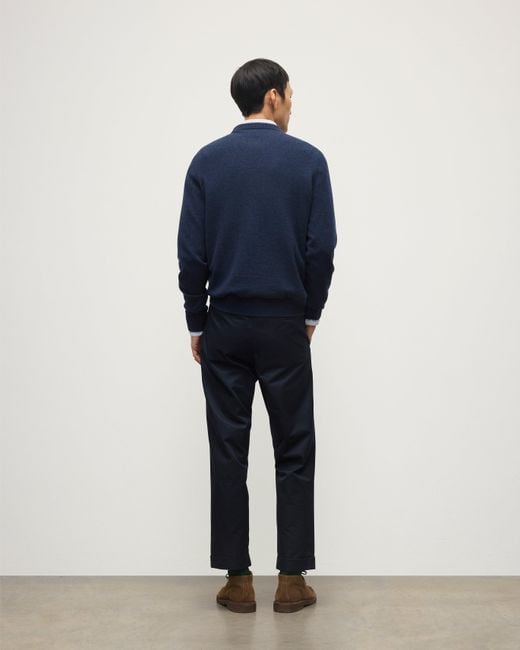 Johnstons Blue Rory Classic Cashmere Crew Jumper for men