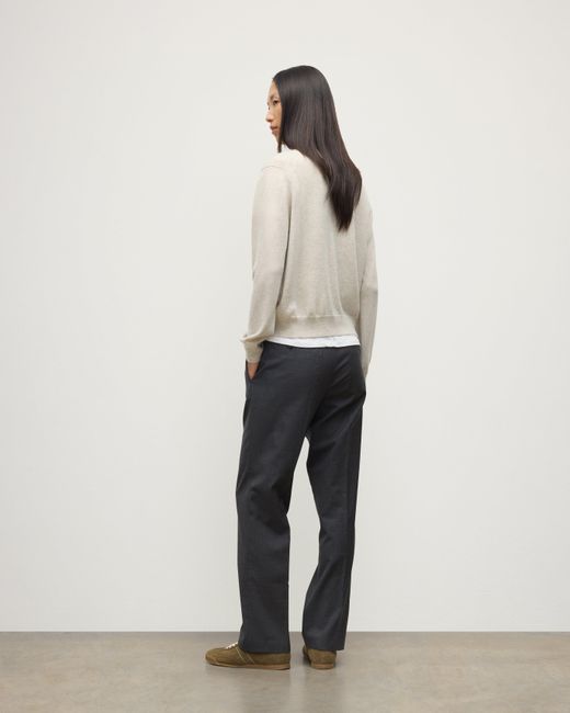 Johnstons White Lunan Natural Classic Cashmere V Neck Jumper