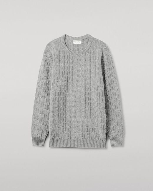 Johnstons Gray Cable Knit Light Cashmere Jumper for men