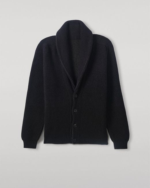 Johnstons Blue Pioneer To Shawl Collar Cashmere Cardigan for men