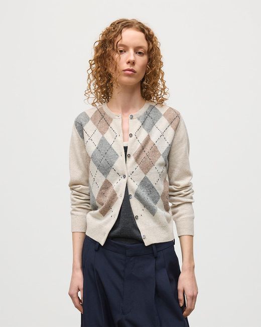 Johnstons Blue Clan Argyle Cashmere Cardigan