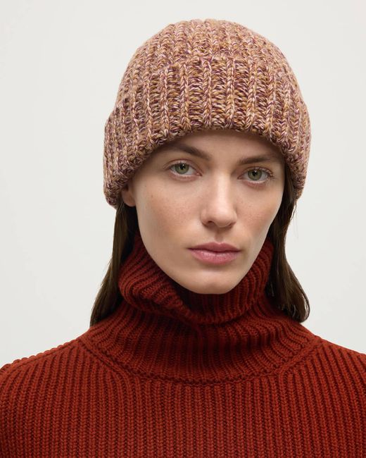 Johnstons Brown Half Cardigan Stich Cashmere Beanie