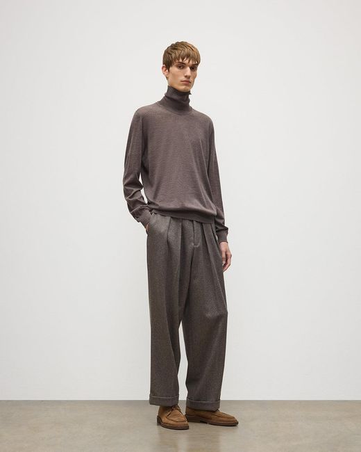 Johnstons Gray Fin Cashmere Roll Neck Jumper for men