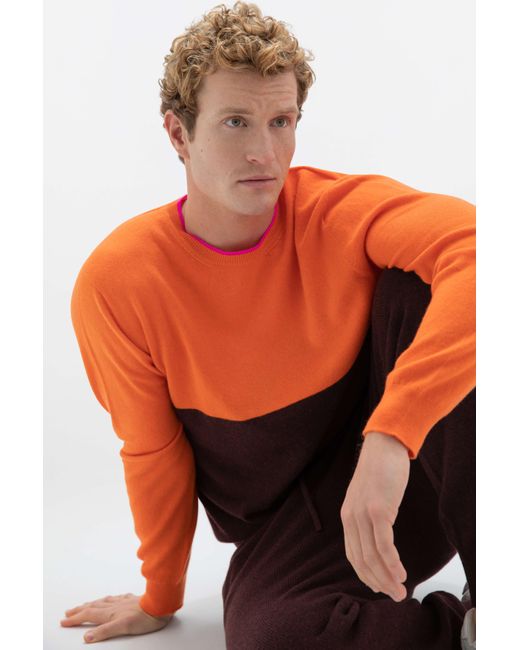 Johnstons Red Colour Block Cashmere Sweater