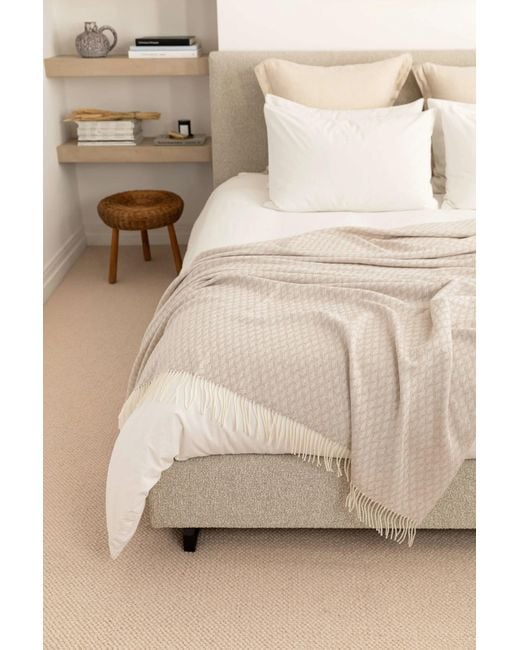 Johnstons Natural Trellis Weave Merino Bed Throw