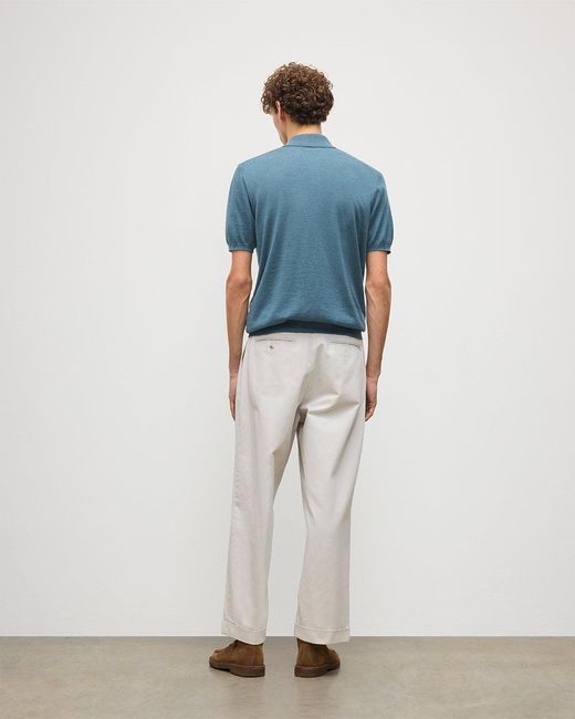 Johnstons White Fin Superfine Cashmere Polo Shirt for men