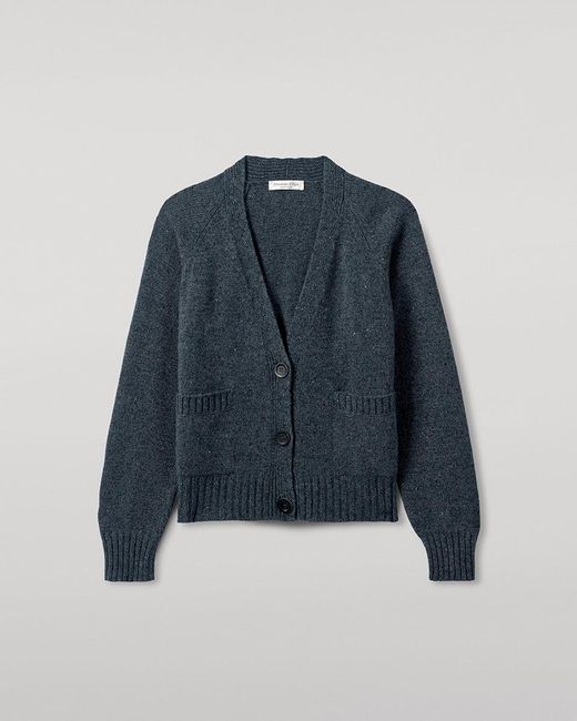 Johnstons Blue Donegal Cashmere V Neck Cardigan