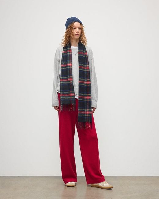 Johnstons Black Stewart Tartan Cashmere Scarf