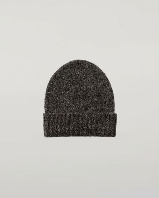 Johnstons Black Cashmere Bouclé Charcoal Beanie