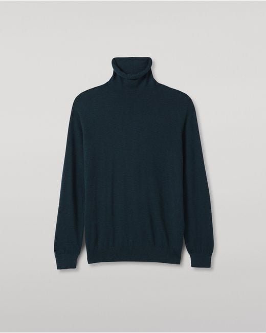 Johnstons Blue Beatrice Funnel Neck Superfine Cashmere Jumper