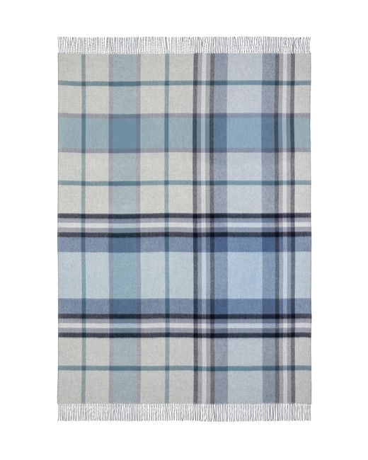 Johnstons Blue Reversible Cashmere Check Throw