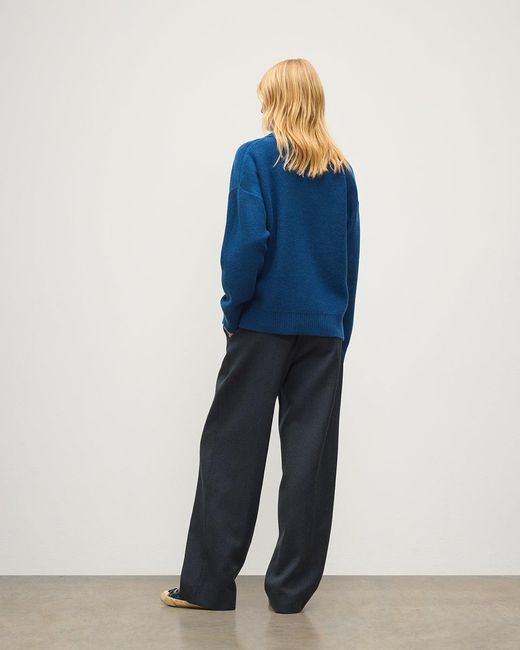 Johnstons Blue Maggie Reverse Stitch Cashmere Jumper