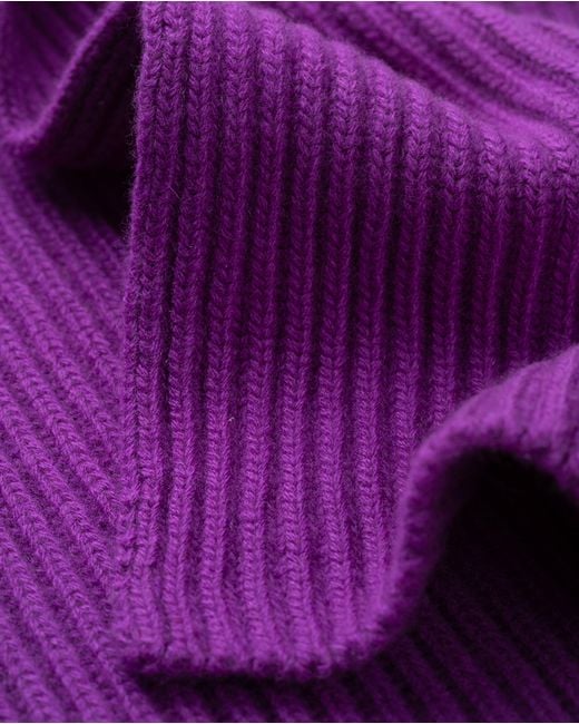 Johnstons Purple Lovat Ribbed Cashmere Scarf