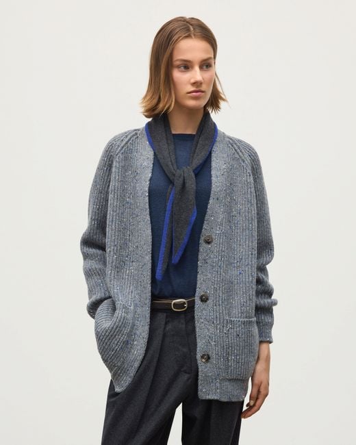 Johnstons Gray Norah Ribbed Donegal Cashmere Cardigan