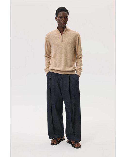 Johnstons Natural Classic Cashmere Zip Neck Jumper
