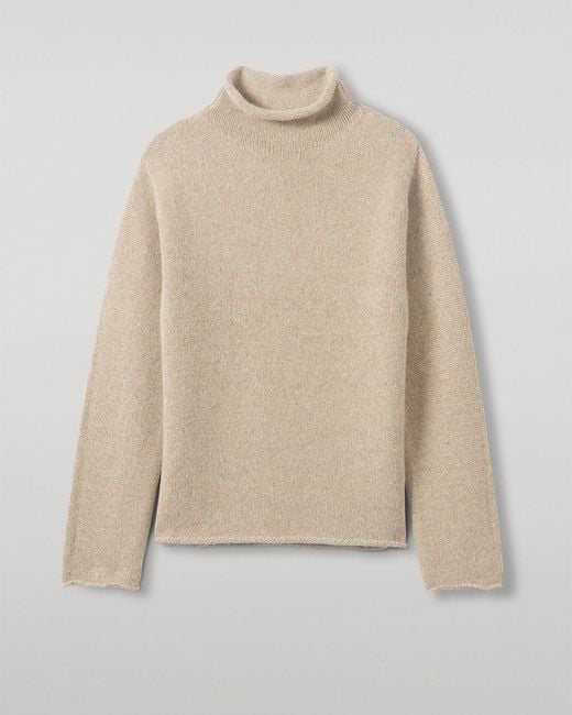 Johnstons White Kester Natural Marl Cashmere Funnel Neck Jumper for men