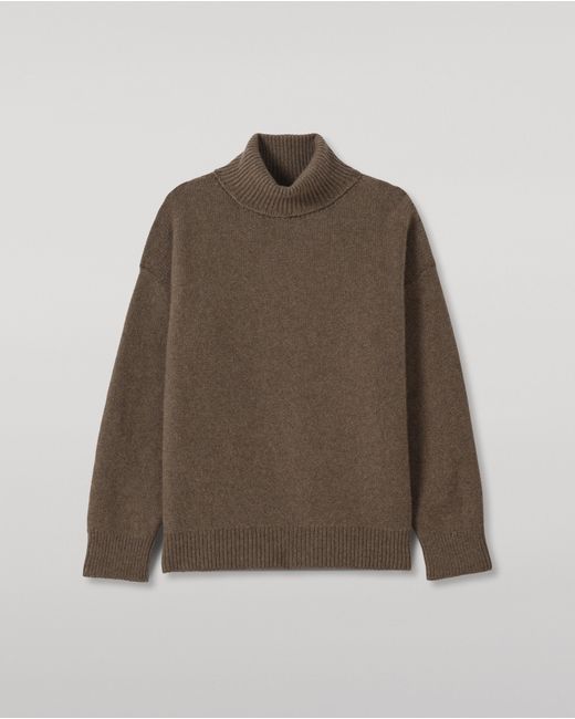 Johnstons Natural Maggie Reverse Stitch Roll Neck Cashmere Jumper
