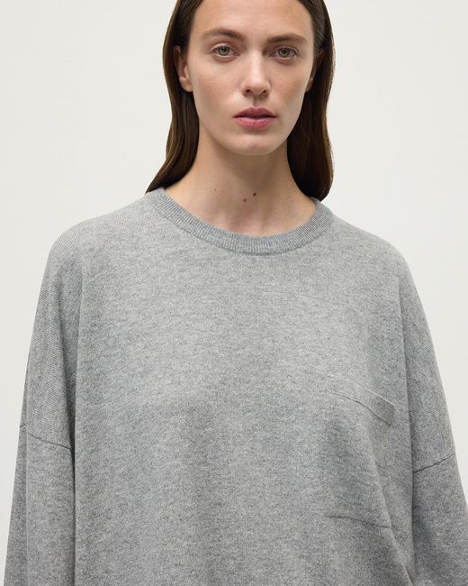 Johnstons Gray Gauzy Pocket Light Cashmere Jumper