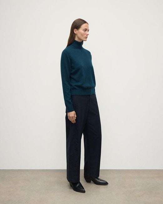 Johnstons Blue Classic Cashmere Bottle Roll Neck Jumper