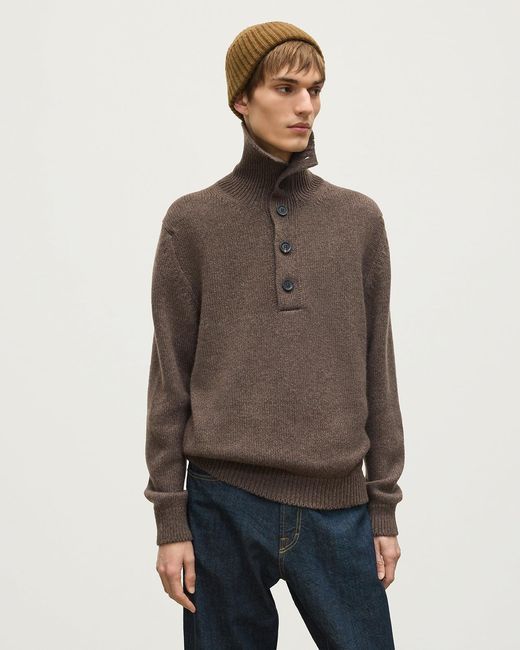 Johnstons Brown Douglas Button Neck Cashmere Jumper