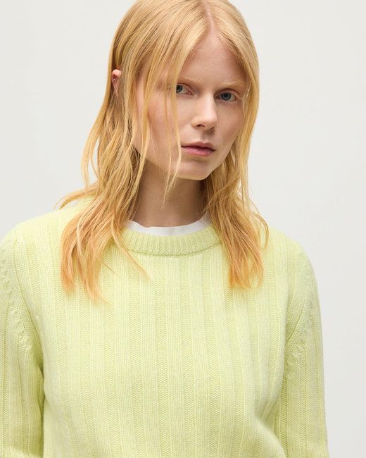 Johnstons Yellow Lecht Cashmere Crew Jumper