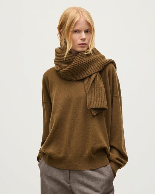 Johnstons Brown Lovat Ribbed Cashmere Scarf
