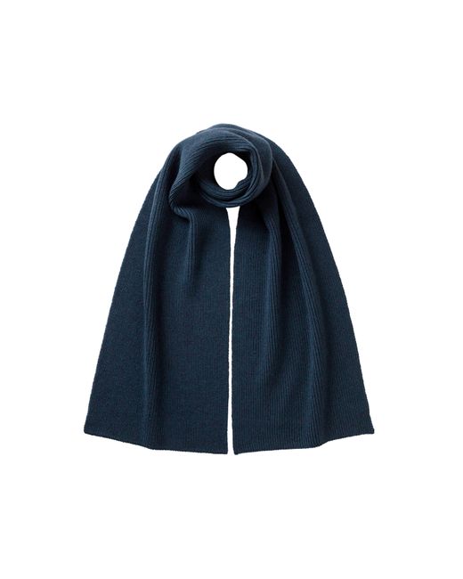 Johnstons Blue Ribbed Cashmere Scarf