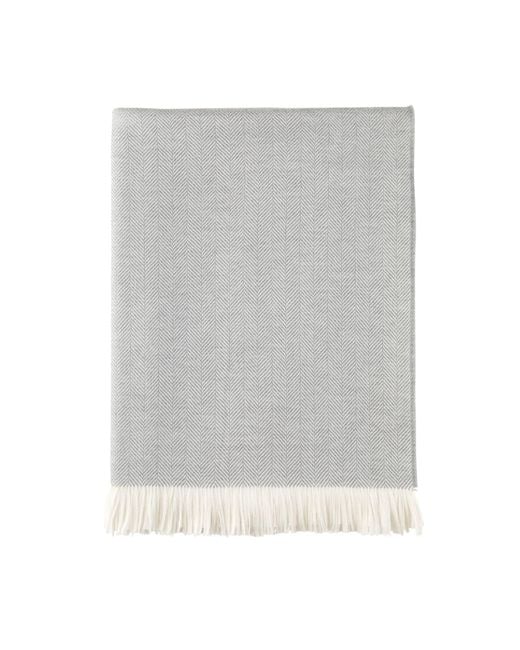 Johnstons Gray Herringbone Merino Dark Throw
