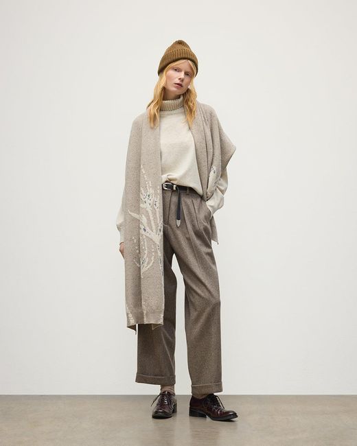 Johnstons Natural Wild Thistle Intarsia Cashmere Wrap