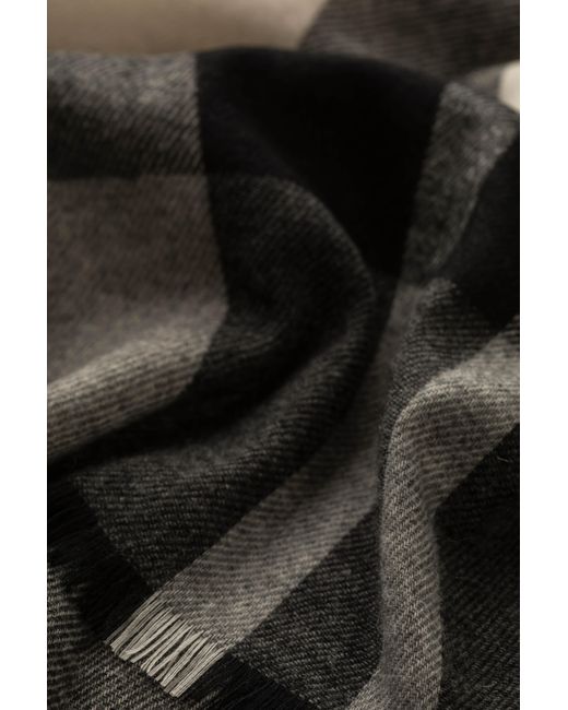 Johnstons Black Block Check Lightweight Cashmere Stole