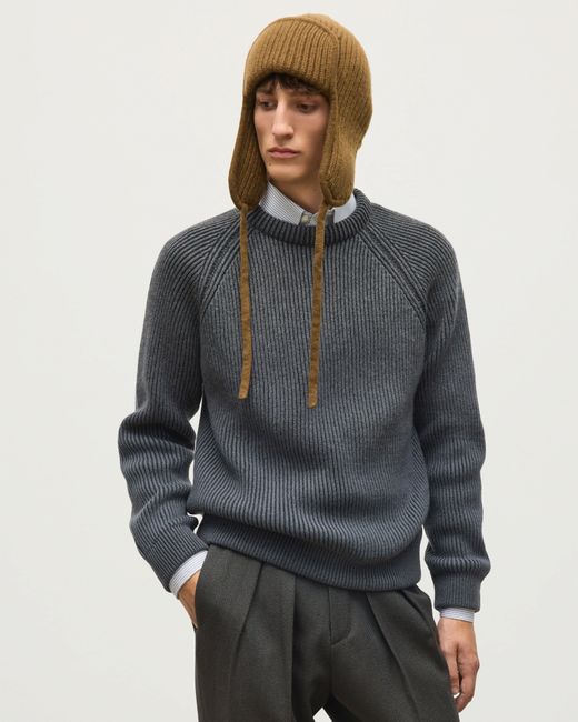 Johnstons Black Pioneer Ombre Cashmere Jumper for men