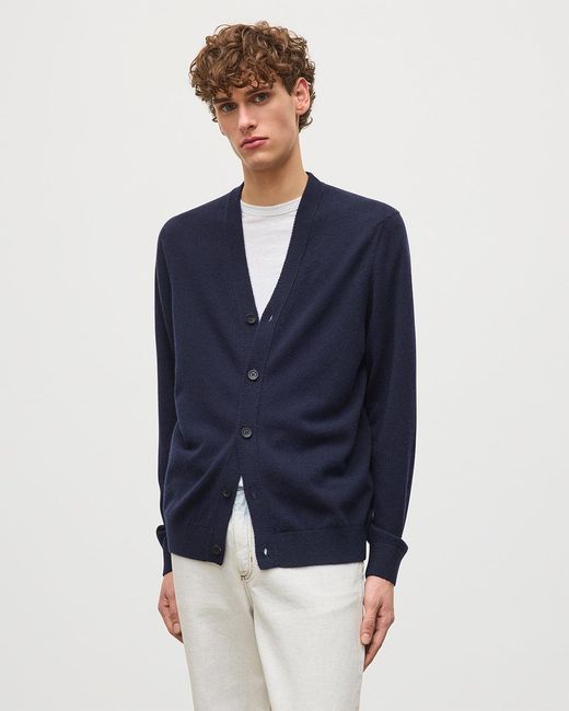 Johnstons White Rory Dark Classic Cashmere Cardigan for men