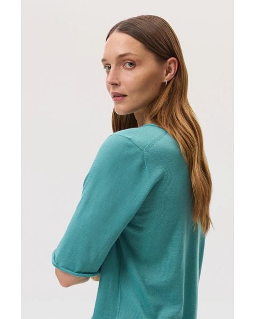 Johnstons Blue Superfine Merino Wool T-Shirt