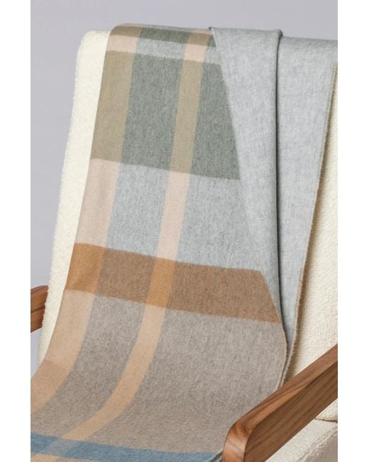 Johnstons Gray Check Reversible Cashmere Throw