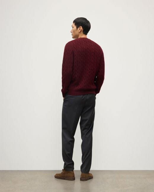 Johnstons Red Calder Dark Cashmere Cable Jumper