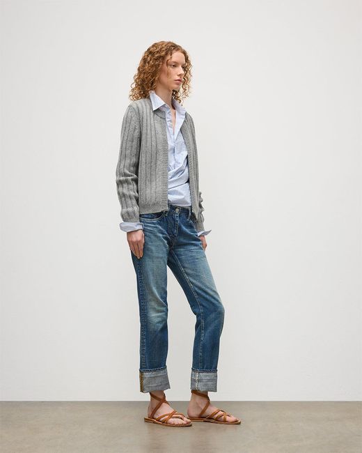 Johnstons Blue Lecht Cashmere Crew Cardigan