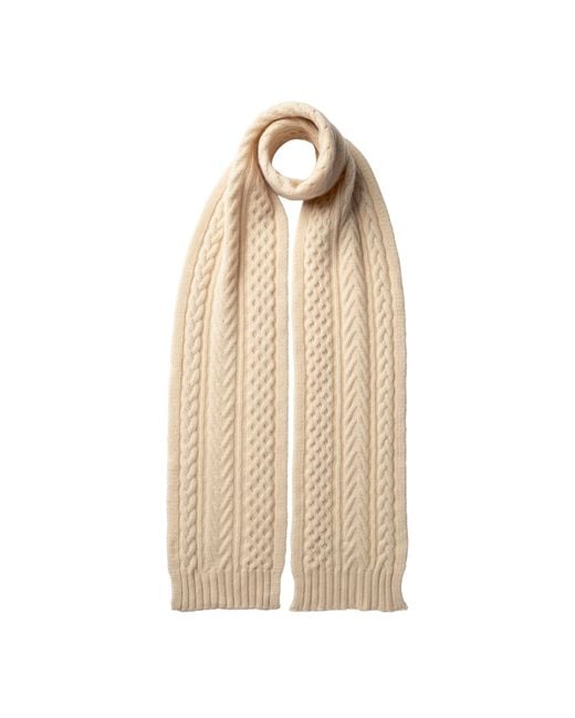 Johnstons Natural Aran Cable Cashmere Scarf