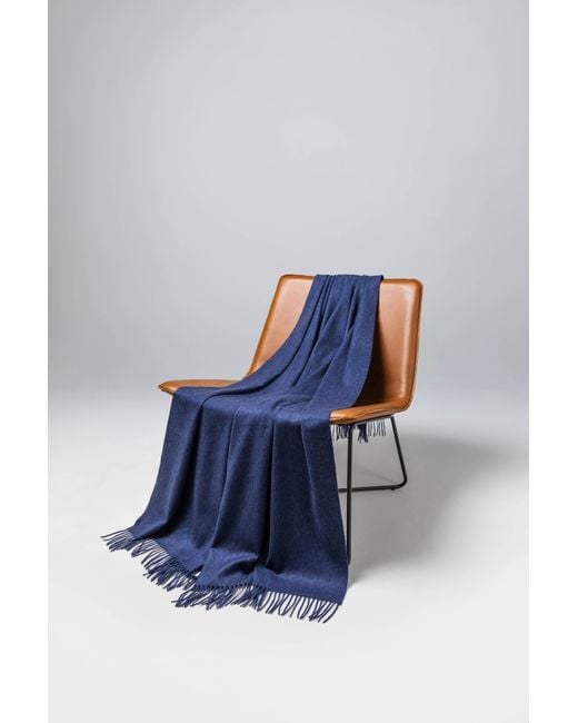 Johnstons Blue Plain Cashmere Throw