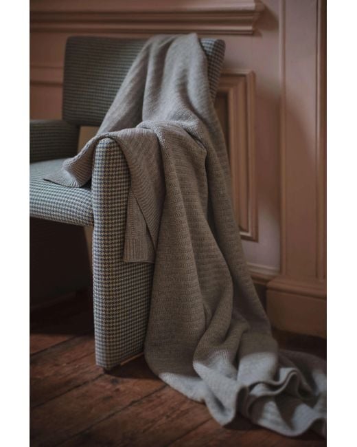 Johnstons Brown Texture Knitted Light Cashmere Throw