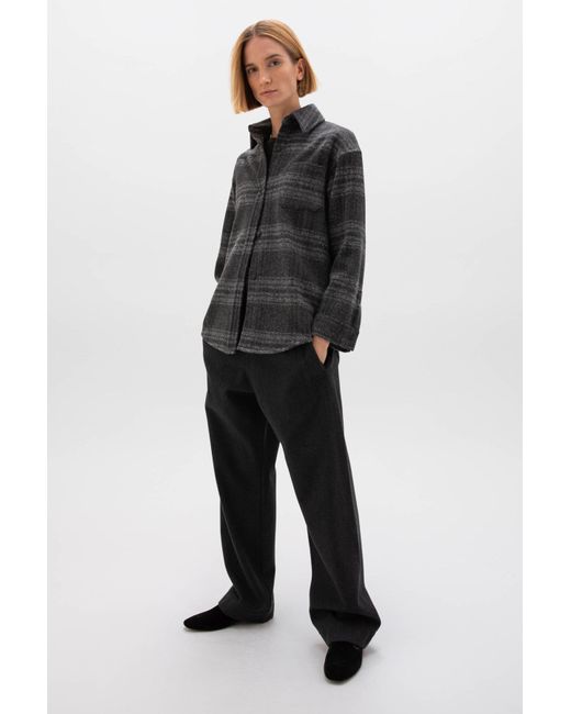 Johnstons Black Cashmere & Wool Check Shacket