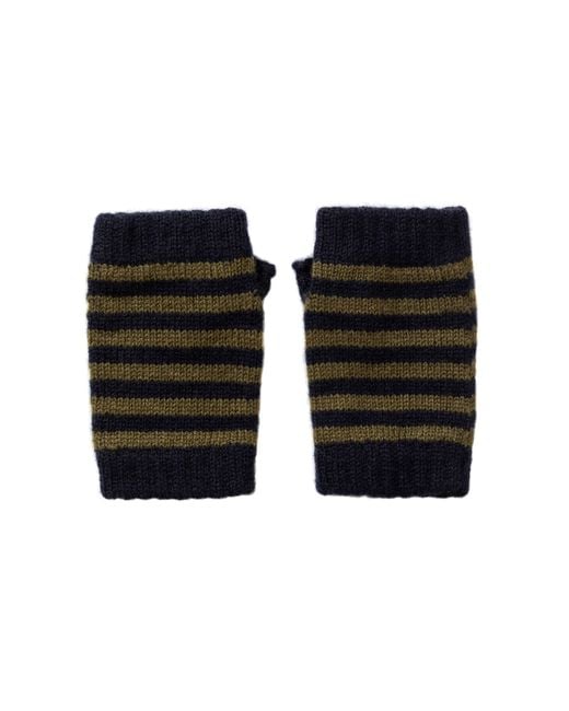 Johnstons Black Stripy Children's Cashmere Wristwarmers