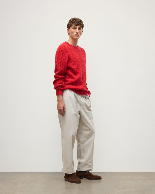 Johnstons Red Calder Cable Cashmere Jumper